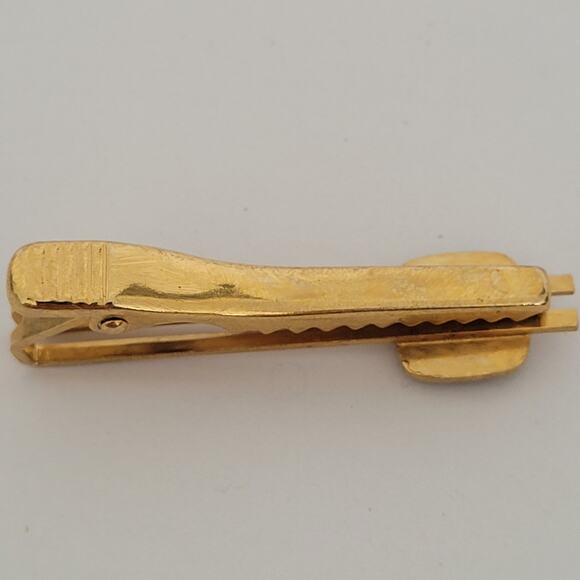 Yves Saint Laurent YSL Gold Tone Tie Clip Bar with Enamel Logo Accent Vintage - Picture 4 of 5